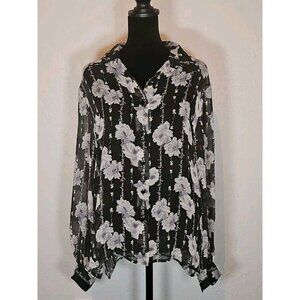 Vintage Clifford and Will 100% Silk Button Down Floral Size 8 Medium